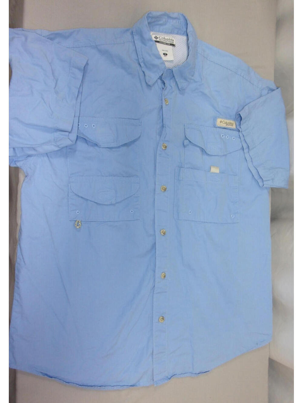DESIGNER COLUMBIA PFG PERFORMANCE FISHING GEAR FISHING BLUE SHIRT MEN'S SMALL